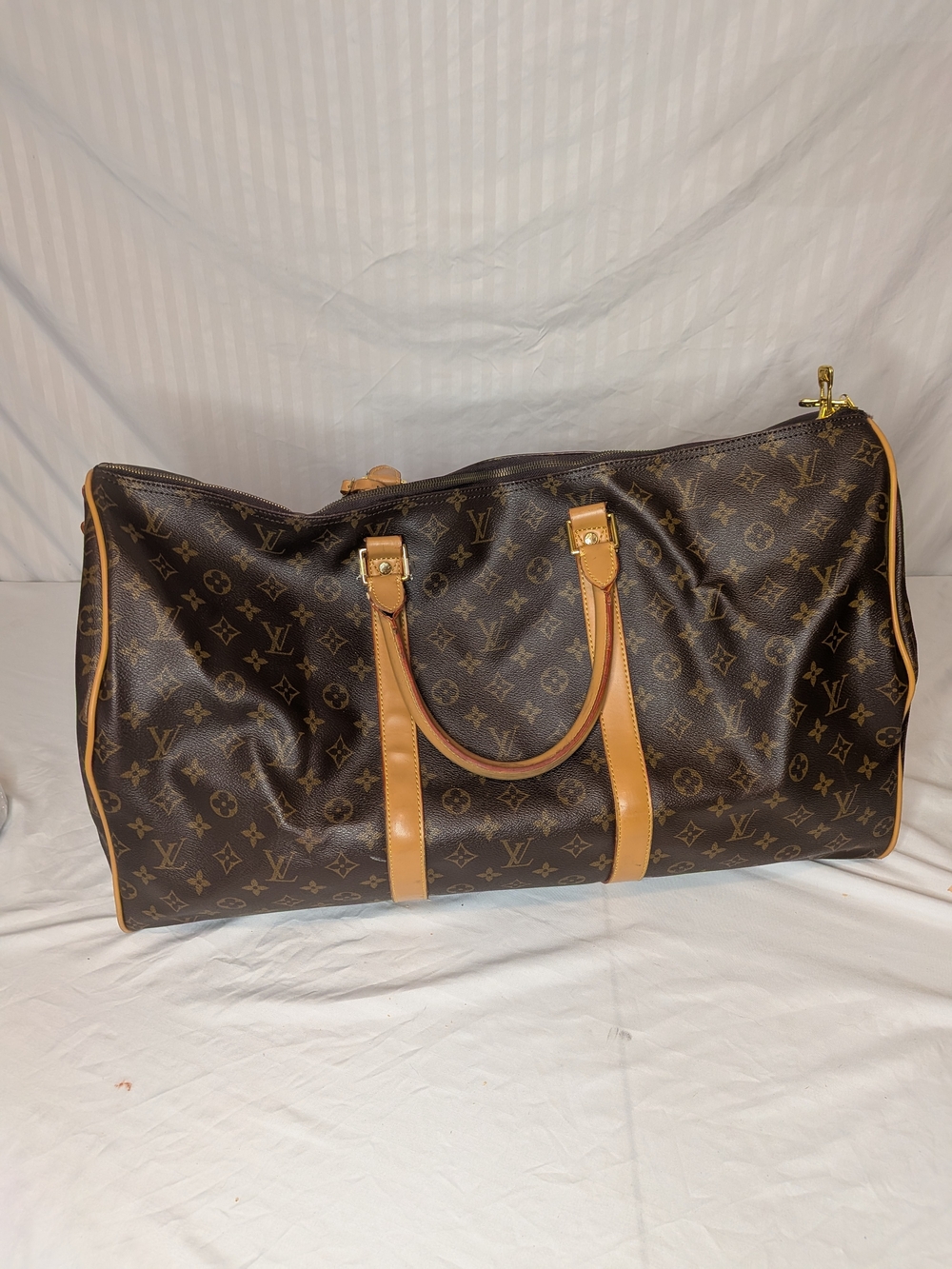 Louis Vuitton Monogram Canvas Travel Duffel with Tan Leather Trim
